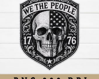 We The People-schedel, png, Amerikaanse vlag, patriotontwerp uit 1776 (digitale download)