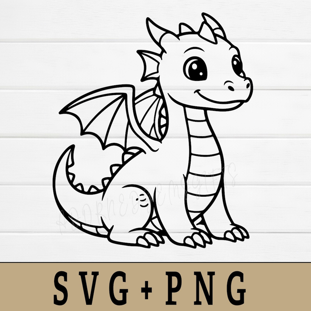 Baby Dragon SVG PNG: Cute Mythical Creature Silhouette Nursery Kids ...