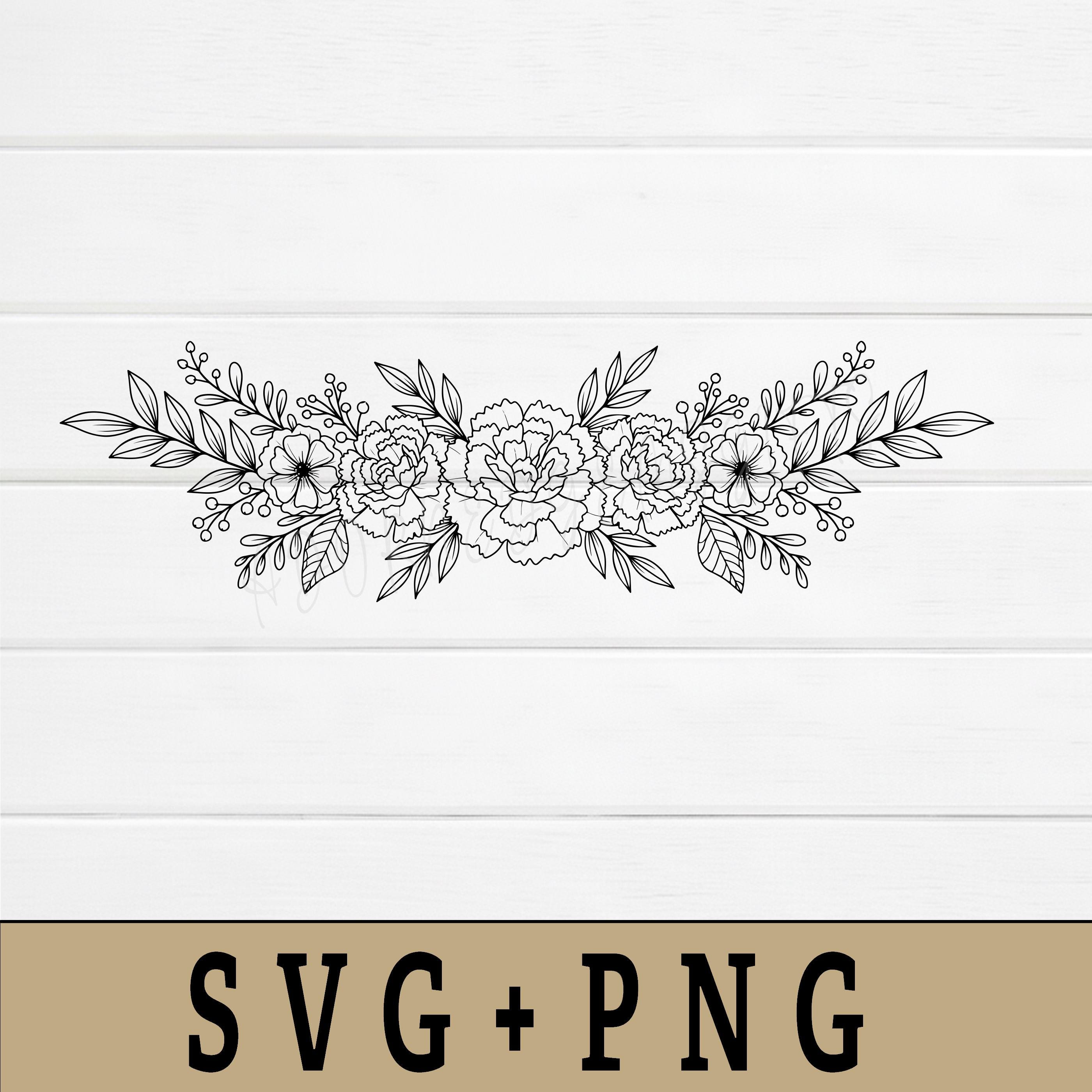 Floral Header SVG Horizontal Flower Border Peony PNG for Wedding ...