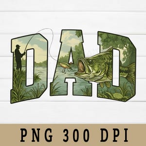 Bass Fishing Dad PNG, Father's Day Fisherman Graphic (Digital Download) image 1