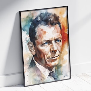 Old Blues Eyes, Frank Sinatra, Rat Pack Era, Watercolor, Digital Print