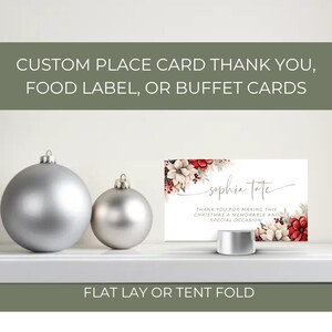 Modello di ringraziamento per segnaposto natalizio, modello di ringraziamento per segnaposto con stella di Natale, biglietto di ringraziamento con tovagliolo per le feste, biglietti personalizzati per cibo e buffet, modificabile-C2