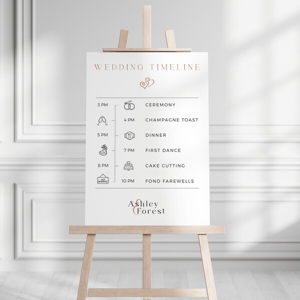 Rose Gold Wedding Poster Etsy