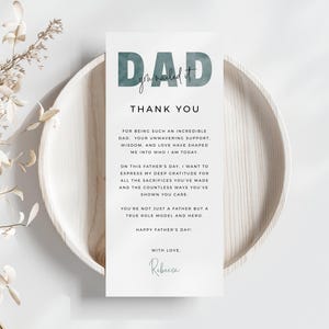 Vaderdag uitnodiging couvert bedankt, bedankt papa servet notitie, afdrukbaar bedankje, Vaderdagkaart, Happy Father's Day-FD1