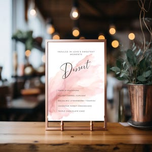 Hochzeit Dessert Schild Vorlage | Modernes Hochzeitsschild | Moderne Hochzeits-Dessertkarte | Druckbare Zeichen | Blush Dessert Schild | Duschschild-bl1