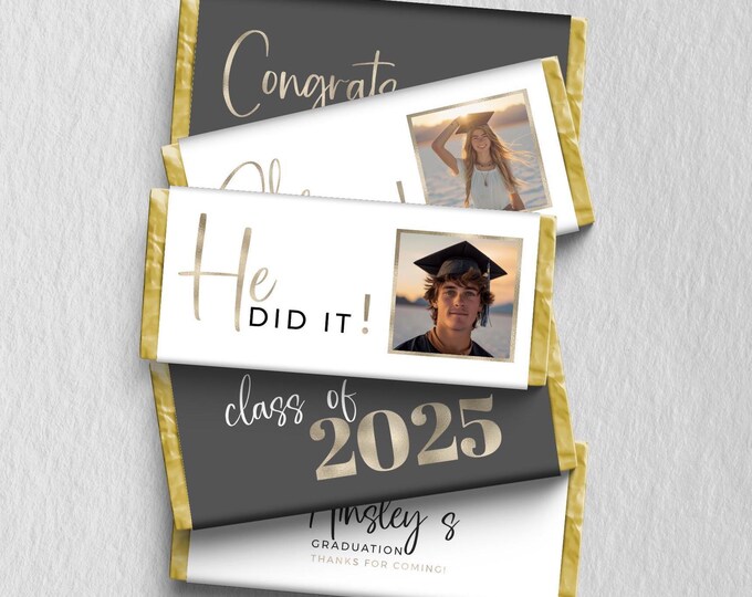 Custom Graduation Candy Bar Wrappers | Editable & Printable | Photo ...