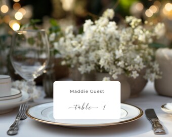 Minimalist Wedding Place Card Template, INSTANT DOWNLOAD, Editable Place Card, Modern  Place Cards, Elegant Name Place Card -simple001