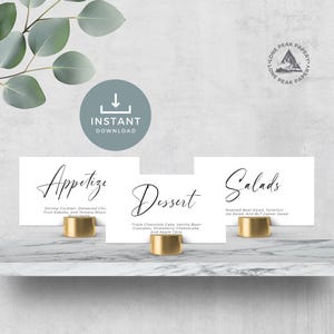 Minimalistische buffetkaartsjabloon, voedseletiketten, voedseltag, moderne bruiloftsbuffetkaarten, afdrukbaar voedselbord, INSTANT DOWNLOAD-sim002