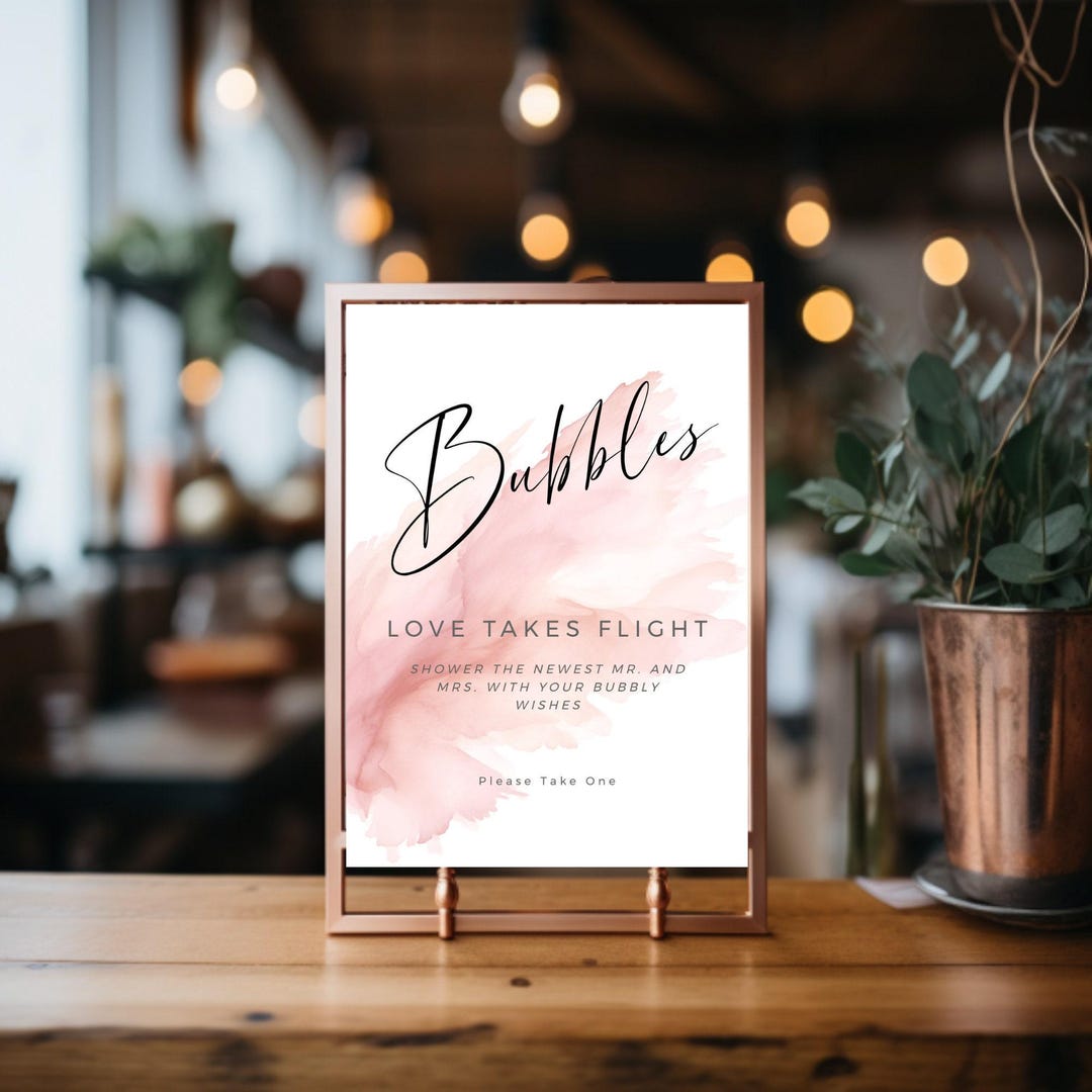 Pink Sign Off Blush Pink Bubble Send off Sign: Modern Wedding Template (digital ...