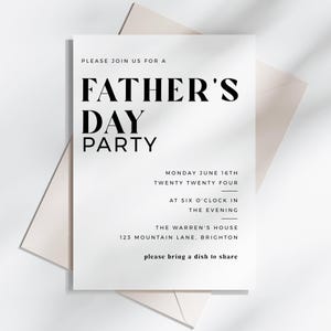 Lot d'invitations à la fête des pères, marque de lieu Merci papa, ensembles d'invitations à la fête des pères, modèles modifiables, note de serviette de table-F2