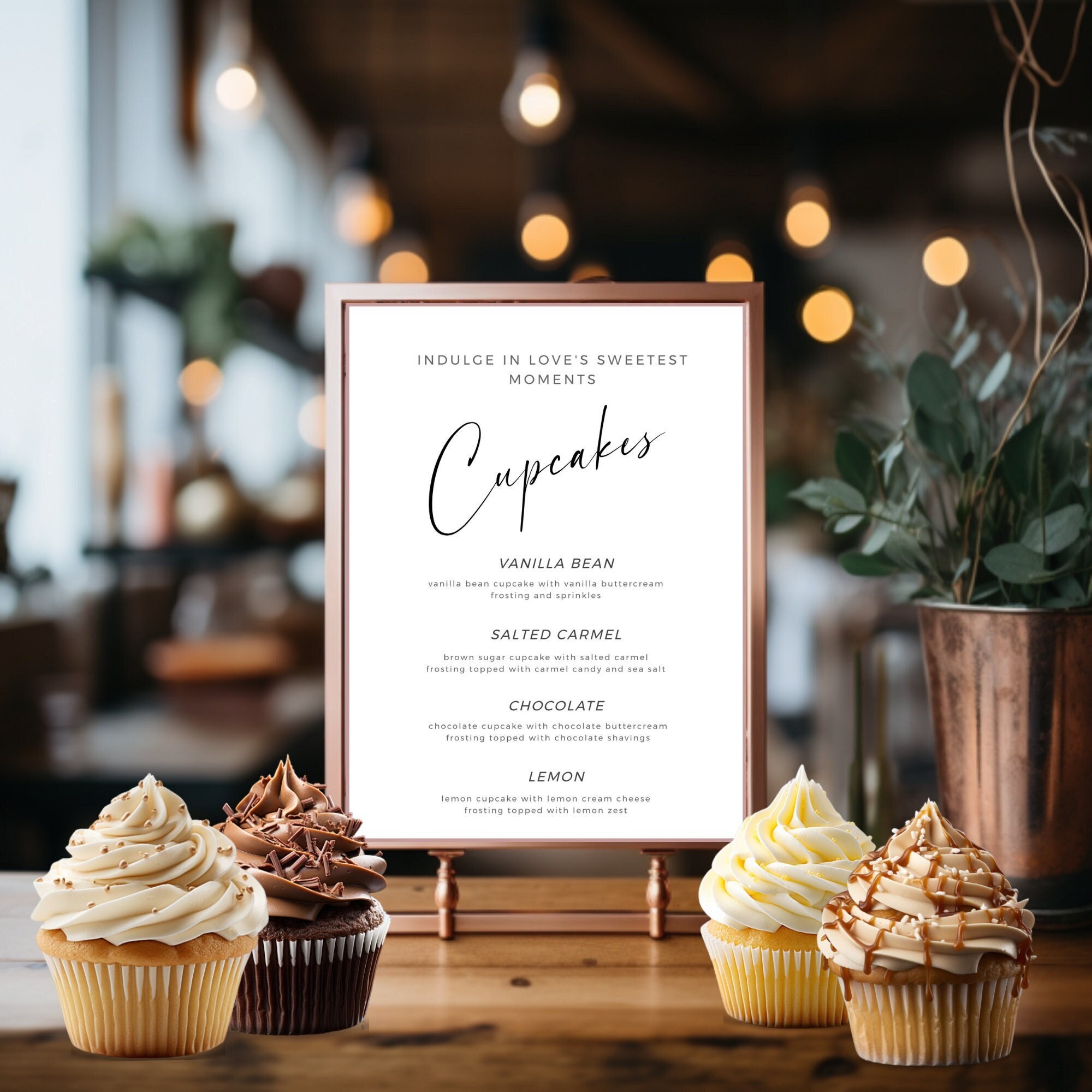 Minimalist Cupcake Menu Sign, Dessert Bar Sign, Wedding Dessert Sign