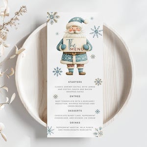 Segnaposto natalizi, modello per menu per cene di festa, decorazioni per la tavola di Natale, decorazioni per la tavola di Babbo Natale, bigliettino di ringraziamento per gli ospiti - SC1