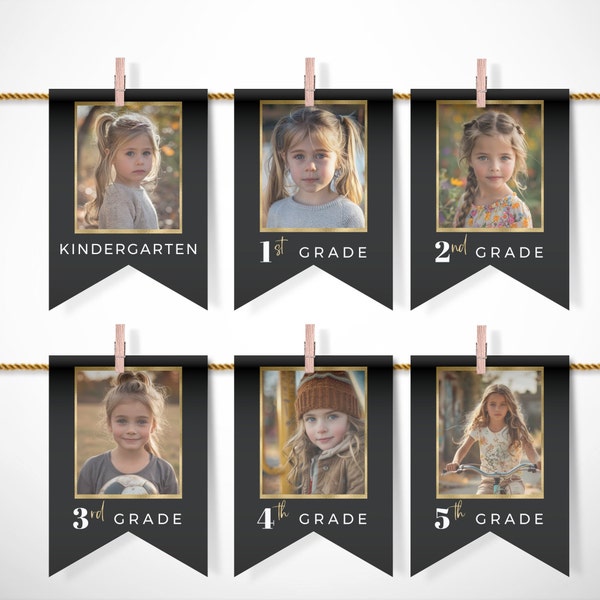 Photo Graduation Party Bunting | Grad Party Decor | Pennant Banner | Graduate Photo Garland  | Photo Grade Level Display | Class of 2024-CG1