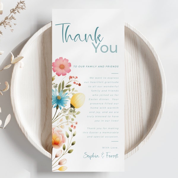 Easter Dinner Napkin Note | Table Setting Card Template | Thank You Place Cards | Holiday Table Decorations | Editable Thank You Note-E1