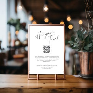 Minimalist Honeymoon fund QR Code, INSTANT DOWNLOAD, Modern Venmo qr Wedding Sign, Honeymoon Fund Sign, Qr Code, Venmo Cash Gift-sim002