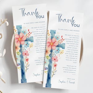 Ostern Danke Serviettennotiz, religiöse Dankeschön Sitzkarte, bearbeitbares Gedeck Danke, Platzkarte für das Abendessen in Blush Pink und Marineblau-E1