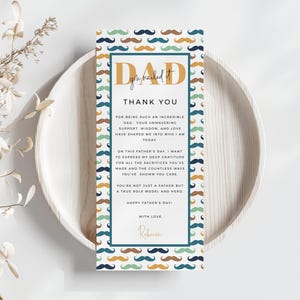 Marque-places de remerciement pour la fête des pères, faire-part pour la fête des pères, note de serviette de table Merci papa, décoration de table, merci papa-FD2