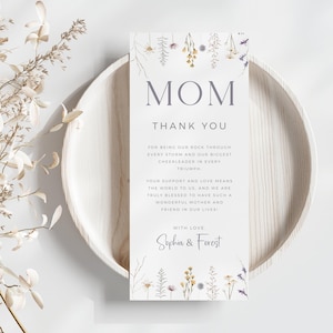 Muttertag Danke Gedeck Karte, Muttertag Serviettennote, Karte Für Mama, Wildblumen Tischdekoration, Bearbeitbar alles Gute zum Muttertag-MD2