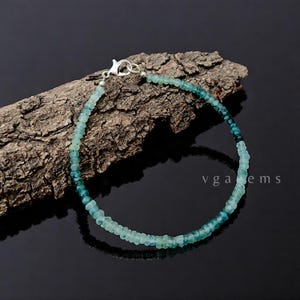 Genuine Grandidierite Beaded Bracelet, 3-4mm Faceted Rondelle Grandidierite Bracelet, Delicate Grandidierite jewelry Vermeil Style Bracelet