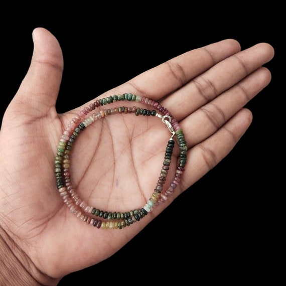 マルチ　トルマリン　ネックレス マルチトルマリンネックレス、4〜5 mm 天然スイカトルマリンネックレス