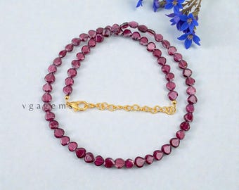 ¡Excepcional! Collar de cuentas de granate rodolita natural, gargantilla en forma de corazón para San Valentín.