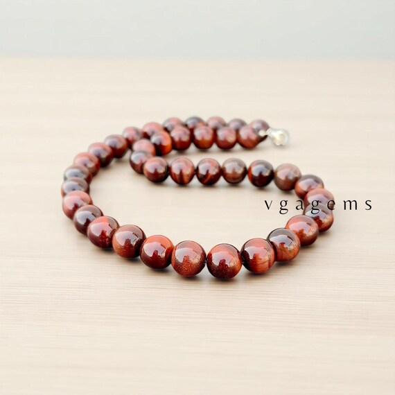 Collar De Cuentas De Madera Con Piedra Natural De Ojo De Tigre Artesanal Marrón 142879468 - BUY