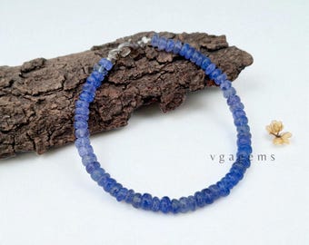 Armband met tanzanietkralen: gladde rondelle edelsteenarmband van 4-5 mm, sieradencadeau