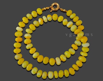 ペルー産オパールのハンドノットネックレス（イエローブラウンの宝石