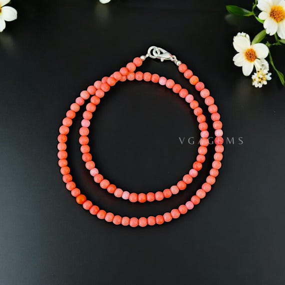 Collana Lunga 90 Cm In Perle Di Corallo Intagliato Bianco Naturale &ndash; 10 Mm &ndash; Fatto A Mano