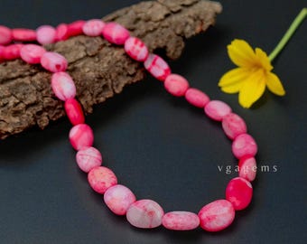 Rea på rosa peruanskt opalpärlhalsband, godisopalpärlhalsband, opalsmycken, rosa slätt platt ovalt handgjort halsband present till henne