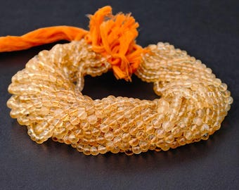 Natuurlijke citrien gladde ronde losse kralen 4 mm gele citrien gladde ronde edelsteen, 13 inch streng sieraden maken ambachtelijke kristallen helingkralen