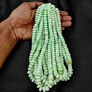 Natural Green Opal Smooth Rondelle Beads, 8-9mm Mint Gemstone Jewelry Making Craft
