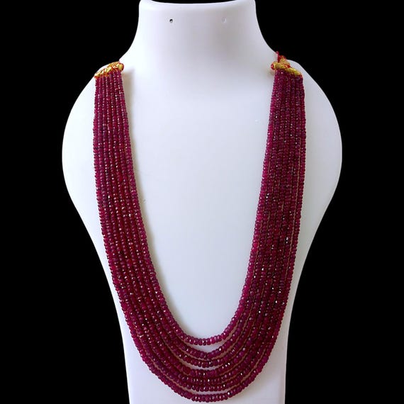 Natural Ruby Beaded Necklace,4-5mm Faceted Rondelle Beads