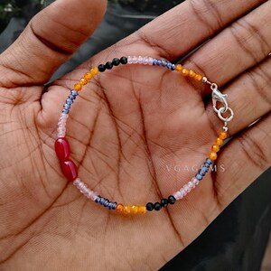 Multi Zircon With Ruby Tumble Bracelet, 3mm Faceted Rondelle Bracelet, Smooth Tumble Beads Bracelet, Fancy Designer Bracelet, Special Gifts