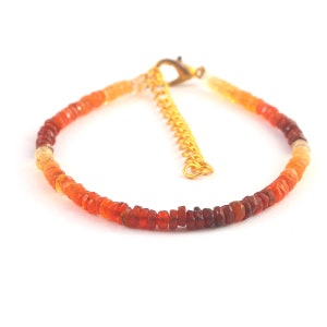 Natural Mexican fire opal beaded Bracelet, 3-3.5mm fire opal faceted rondelle beads bracelet, fire opal shaded bracelet, opal jewelry gift.