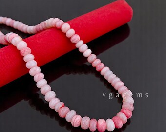Gorgeous Light Pink Opal Beaded Necklace, 8-9mm Pink Peruvian Opal Smooth Rondelle Beaded Necklace, Candy Opal Beads Necklace, Gift For Her