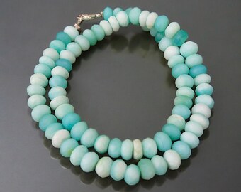 オパールビーズネックレス ブルーペルーオパールビーズネックレス、7～7.5mmキャンディ