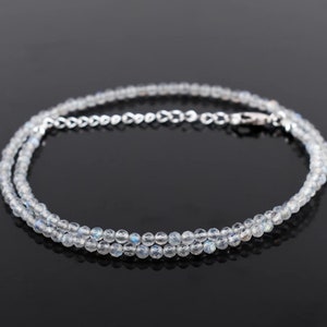 Sparkle Labradorite Beaded Necklace, 2.5mm Round Labradorite Faceted Necklace, Labradorite Beads Jewelry, Women&#39;s Gift Items