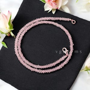 100% Natural Rose Quartz Beaded Necklace, 4-5MM Rose Quartz Faceted Rondelle Gemstone Necklace, Healing Stone Necklace, Party Wear Necklace