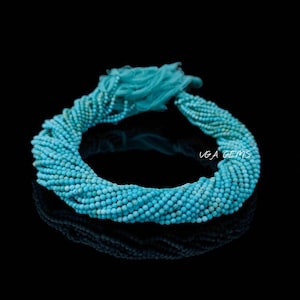 Natural Turquoise Loose Beads, 3mm Turquoise Faceted Round Beads, 13Inch Strand, Tiny Micro Cut Beads Turquoise Beads, Jewelry Making Craft