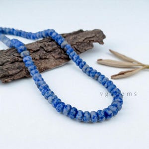 Elegant Sodalite Beaded Necklace, 8mm Blue Sodalite Smooth Rondelle Beaded Necklace, Semi Precious Gemstone Necklace, Surfer Necklace Gift