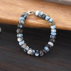 Natural Boulder Opal Beaded Bracelet, 8mm Faceted Roundel Boulder Opal Bracelet, Multi Opal gemstone bracelet, silver-women Bracelet Gift