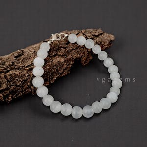 Natural White Selenite Beaded Bracelet, Selenite Smooth Round Beads Bracelet, Unisex Bracelet, Selenite Crystal Bracelet for Women&#39;s Gift