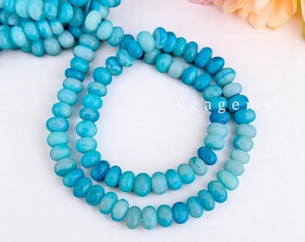 Peruvian Blue Opal Gemstone Beads, Genuine Opal Rondelle Shape Beads 16" Long For Jewelry Making Handmade Beads Crafts Supply 16" Strings