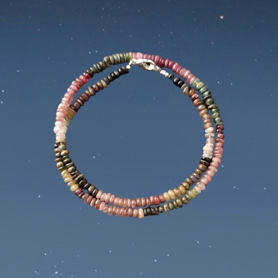 マルチトルマリンネックレス、4〜5 mm 天然スイカトルマリンネックレス