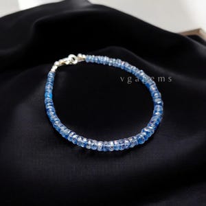 Echte blauwe kyaniet kralenarmband, 4-5 mm kyaniet gefacetteerde rondelle kralen armband, kyaniet helende kristallen armband, jubileumcadeau