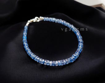ブルーカイヤナイトブレスレット | 8.5 mm AAA宝石ビーズ、コロラドで