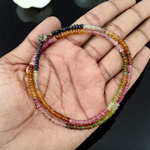 Multi Tourmaline Beaded Necklace: Natural Gemstone, 18 Inch