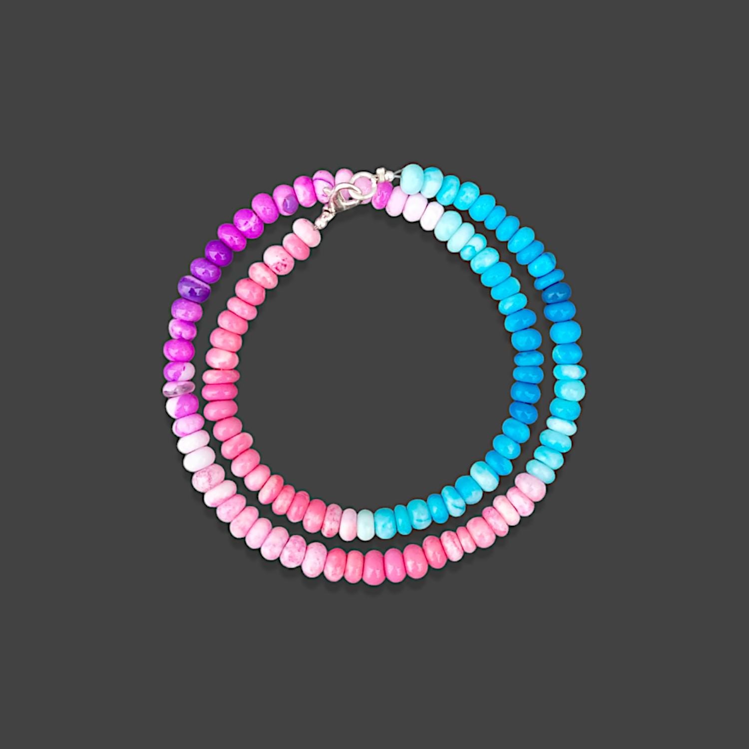 マルチオパールビーズネックレス：6～6.5mmの滑らかなロンデル