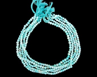 Natural Peruvian Blue Opal Beads, 3mm Smooth Round Strand
